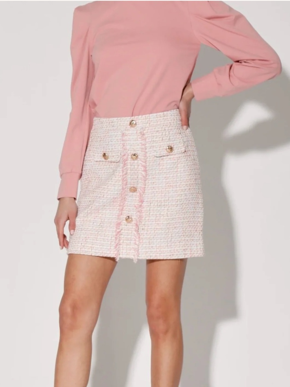 Walter Baker Iliana Skirt Picnic Tweed Pink $188 NWT